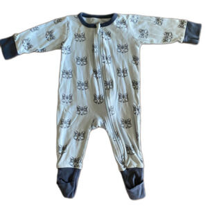 City Mouse Blue Wolf Adjustable Zip Romper 3-6 Months